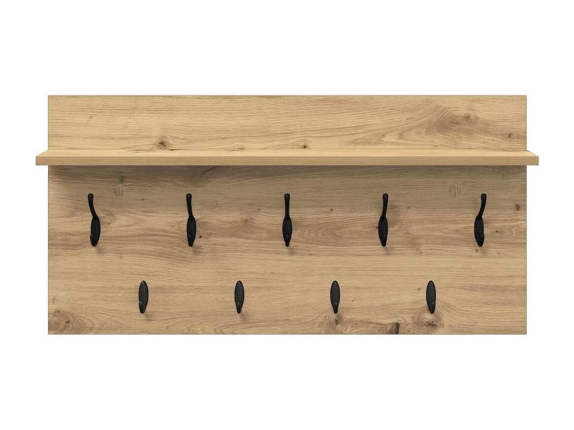 Handgemaakte eikenhouten wandkapstok 80 x 40 x 12 cm