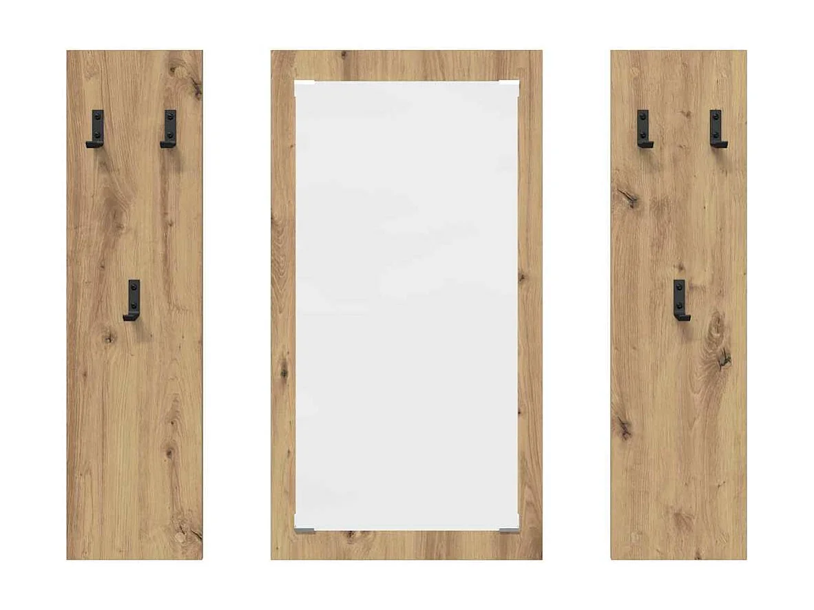 Perchero de pared de roble hecho a mano 96 x 1,5 x 90 cm