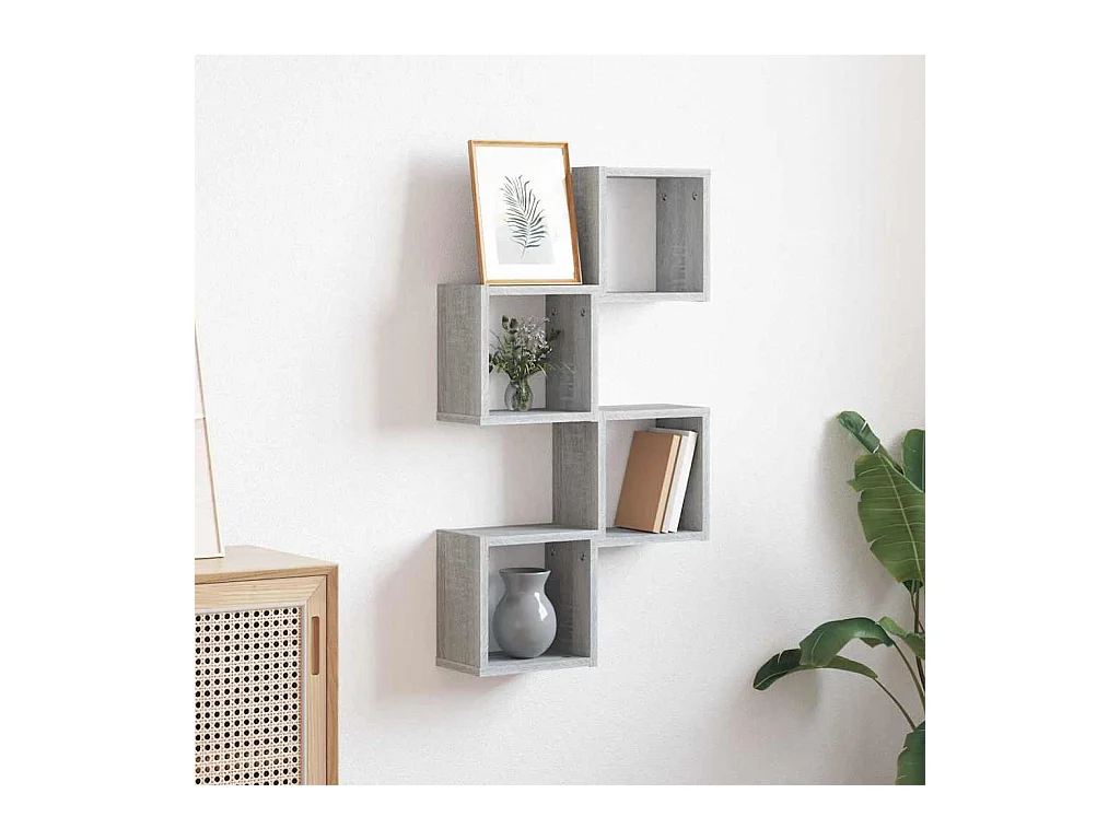 Mensole da parete 4 pezzi Grigio 26 x 15 x 26 cm Legno ingegnerizzato