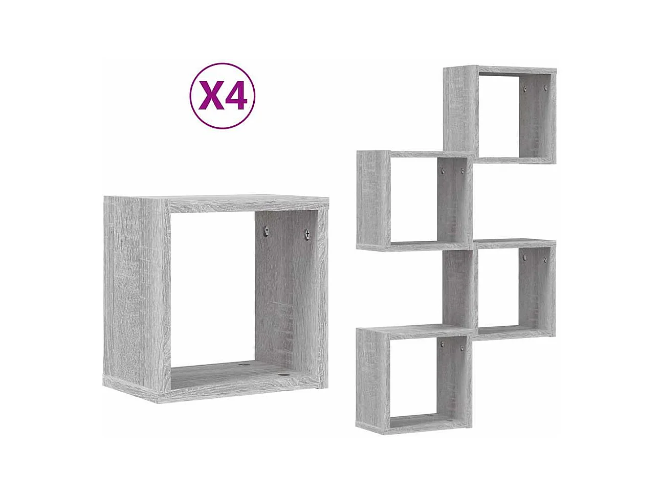 Mensole da parete 4 pezzi Grigio 26 x 15 x 26 cm Legno ingegnerizzato