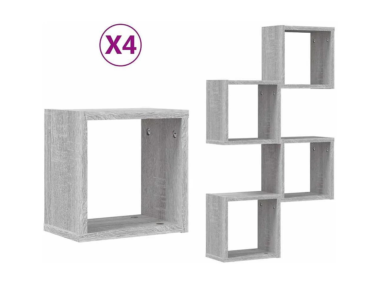 Estantes de pared 4 piezas Gris 26 x 15 x 26 cm Madera de ingeniería