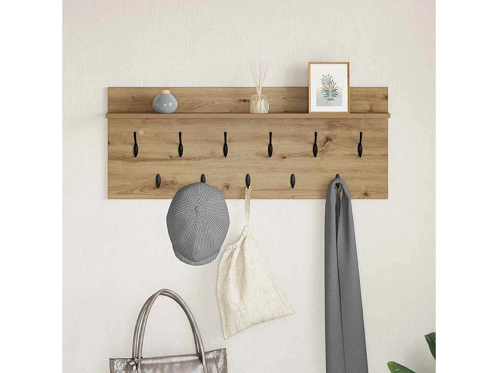 Perchero de pared de roble hecho a mano en madera de ingeniería