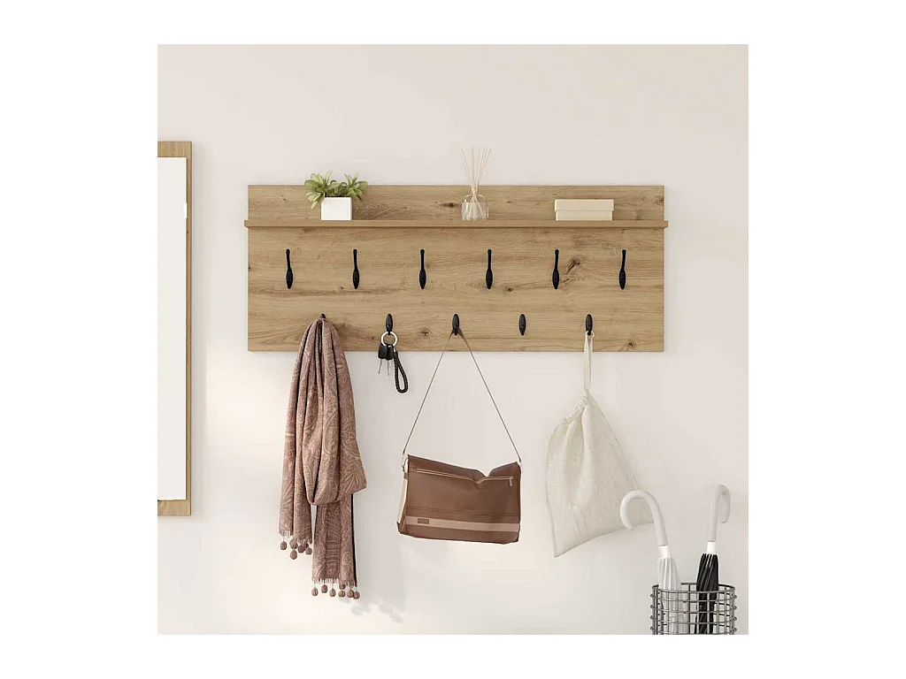 Porte-manteau mural chêne artisanal Bois d'ingénierie