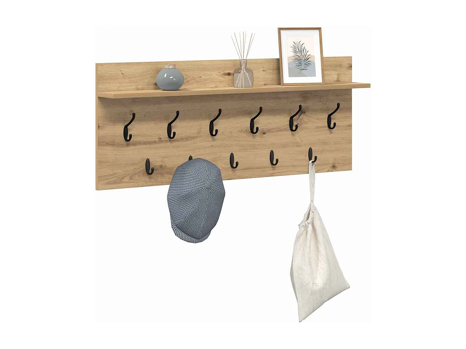 Porte-manteau mural chêne artisanal Bois d'ingénierie