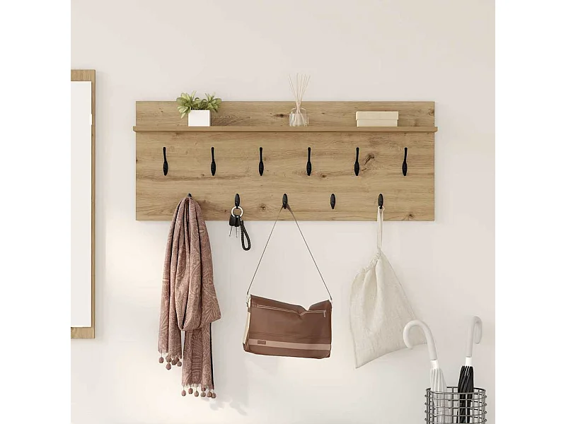 Porte-manteau mural chêne artisanal Bois d'ingénierie