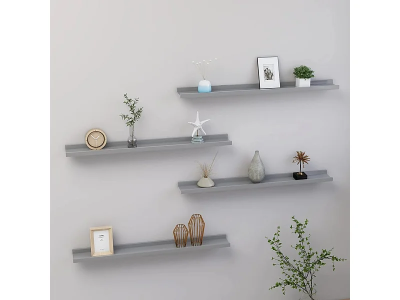 Étagères murales 4 pcs Gris 80x9x3 cm