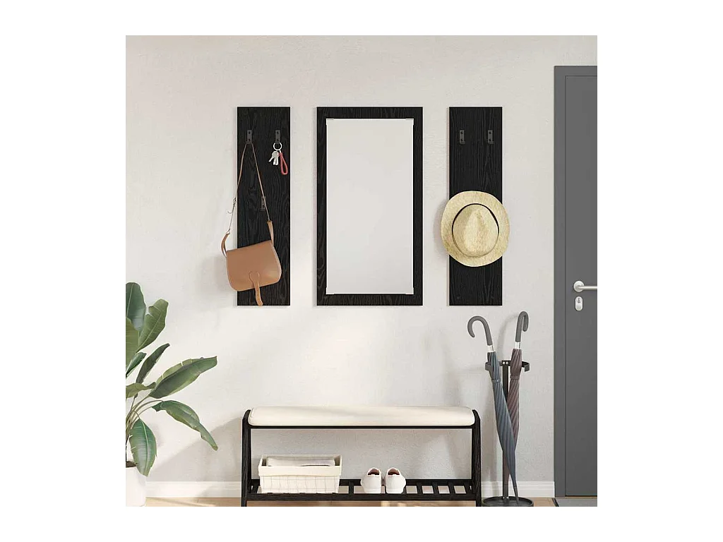 Porte-manteau mural Montage mural Chêne noir 96 x 1,5 x 90 cm