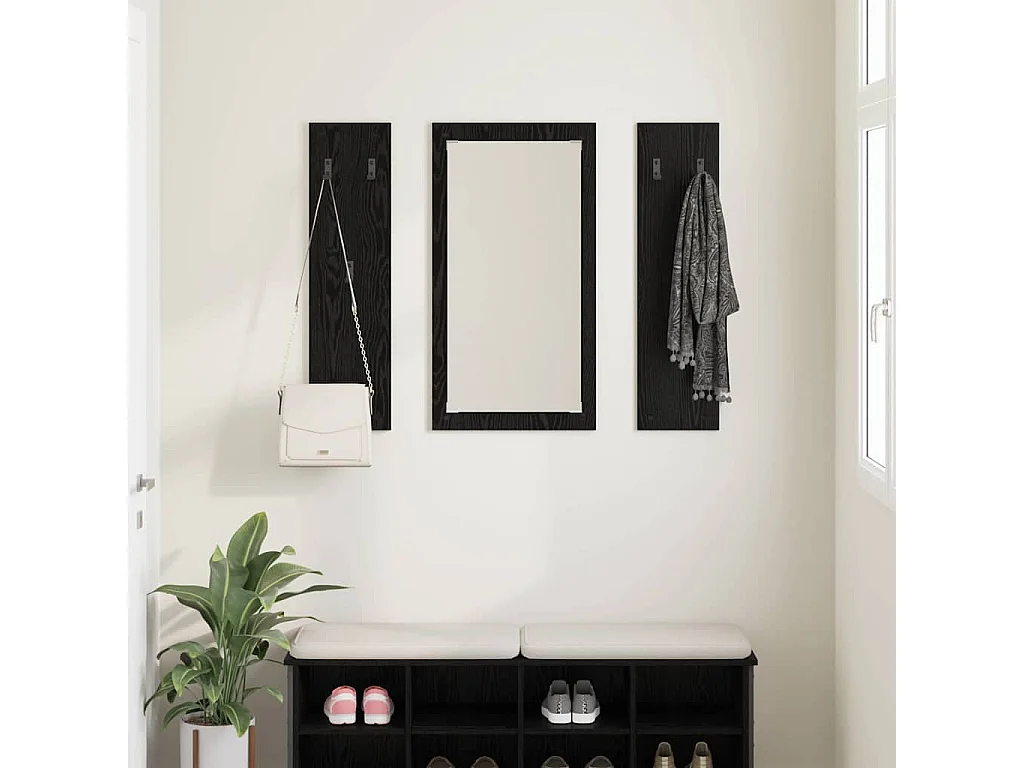 Porte-manteau mural Montage mural Chêne noir 96 x 1,5 x 90 cm