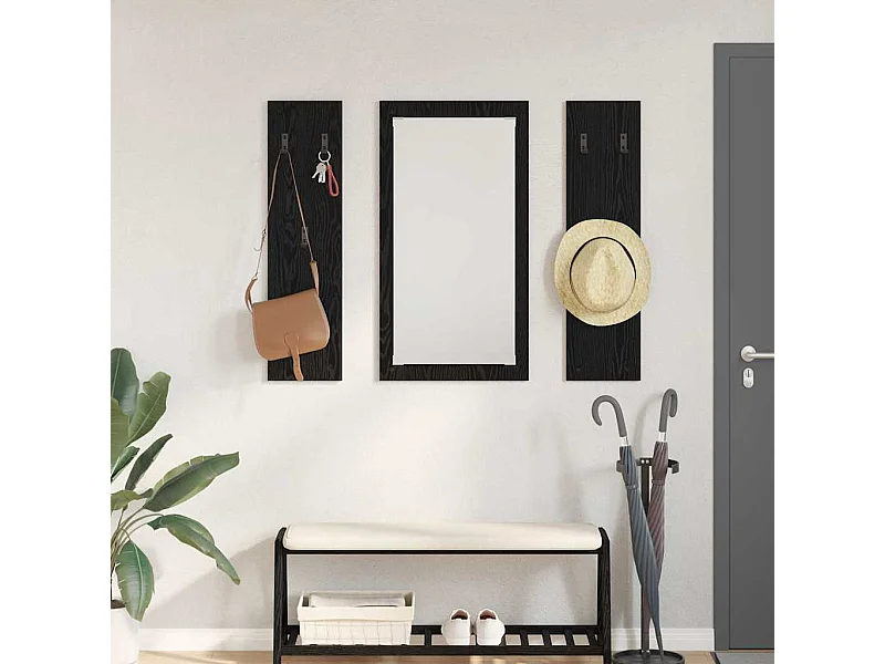 Porte-manteau mural Montage mural Chêne noir 96 x 1,5 x 90 cm