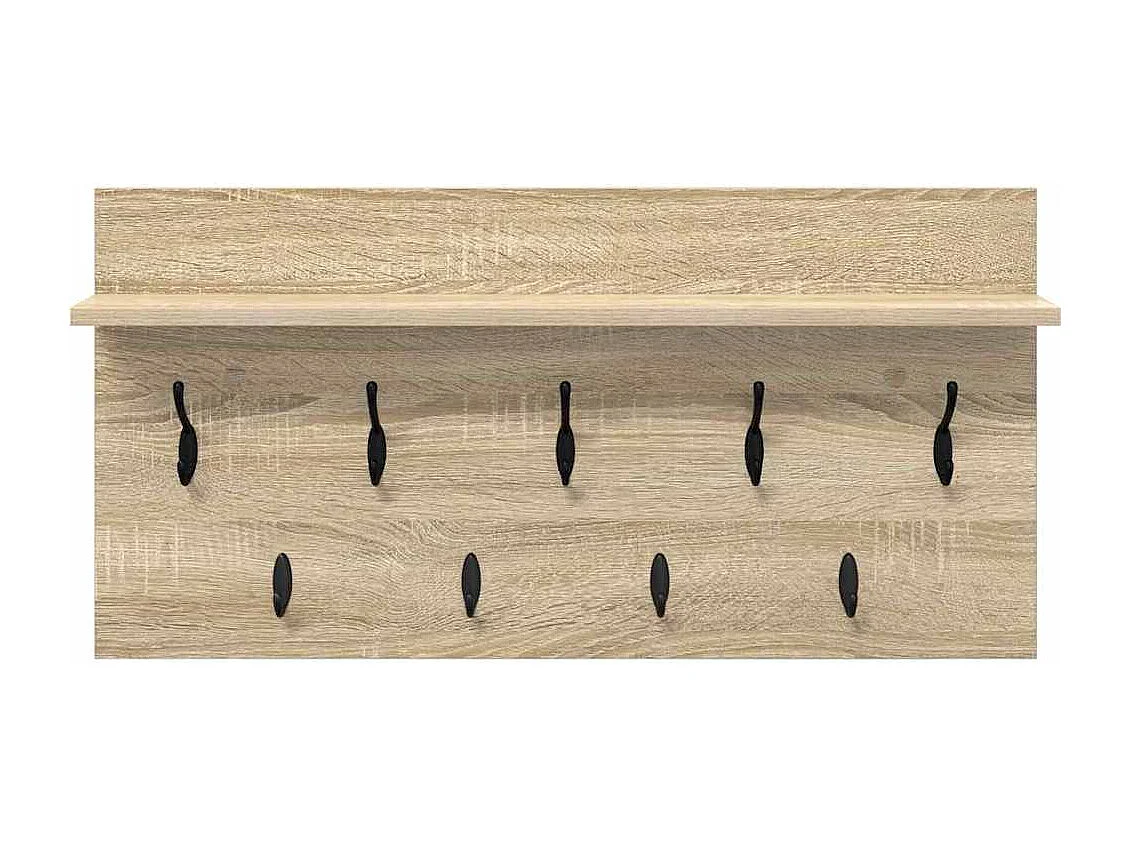 Appendiabiti da parete con ripiano in rovere Sonoma 80 x 40 x 12 cm