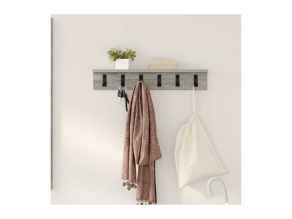 Perchero de pared Sonoma gris 60 x 10,5 x 10,5 cm