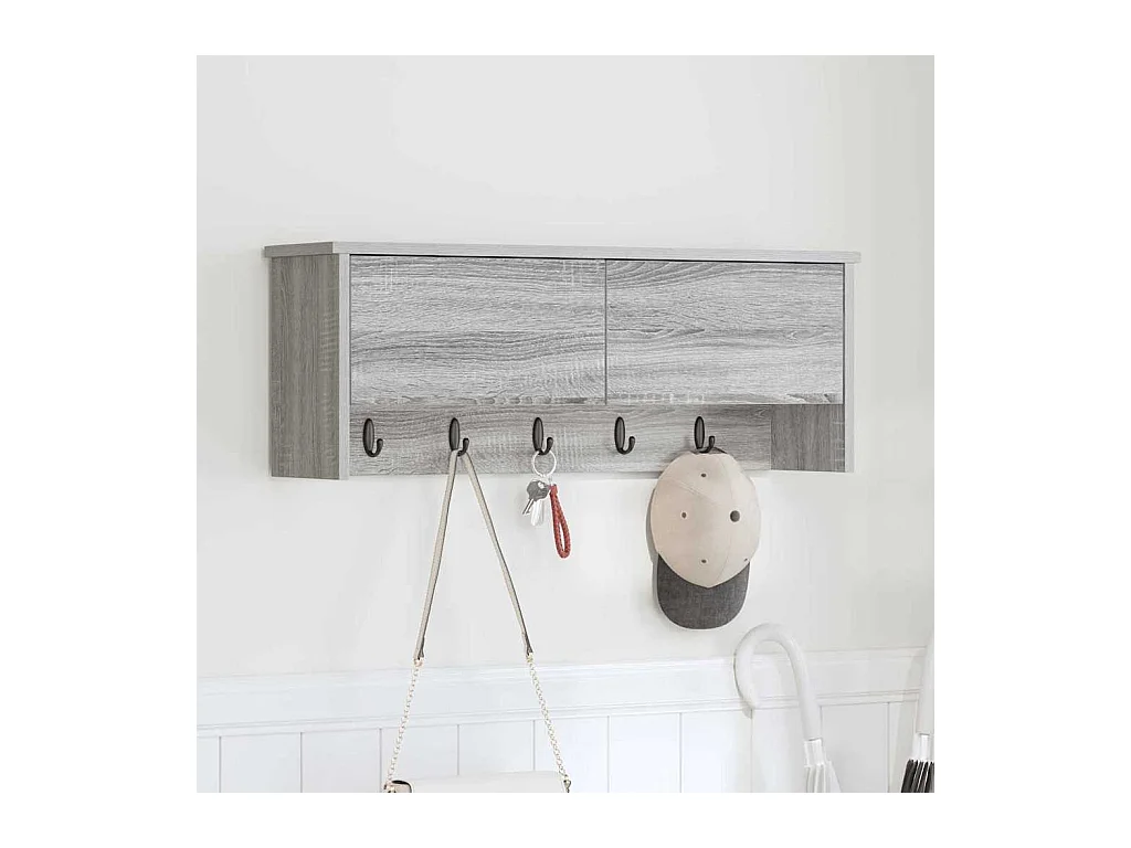 Appendiabiti da parete Sonoma con ripiano, grigio, 80 x 20 x 30 cm