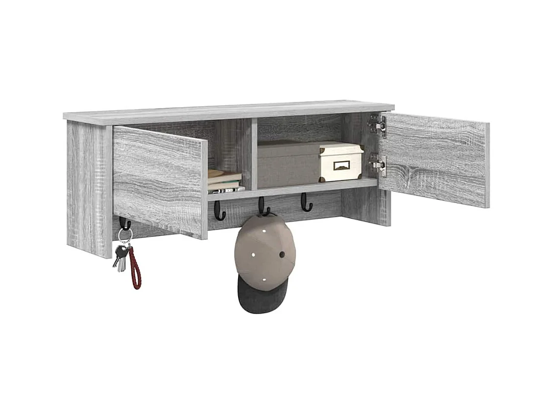 Appendiabiti da parete Sonoma con ripiano, grigio, 80 x 20 x 30 cm