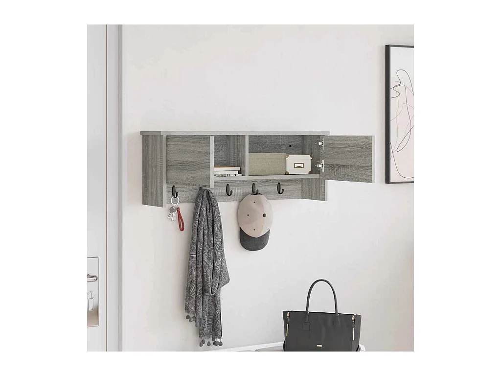 Appendiabiti da parete Sonoma con ripiano, grigio, 80 x 20 x 30 cm