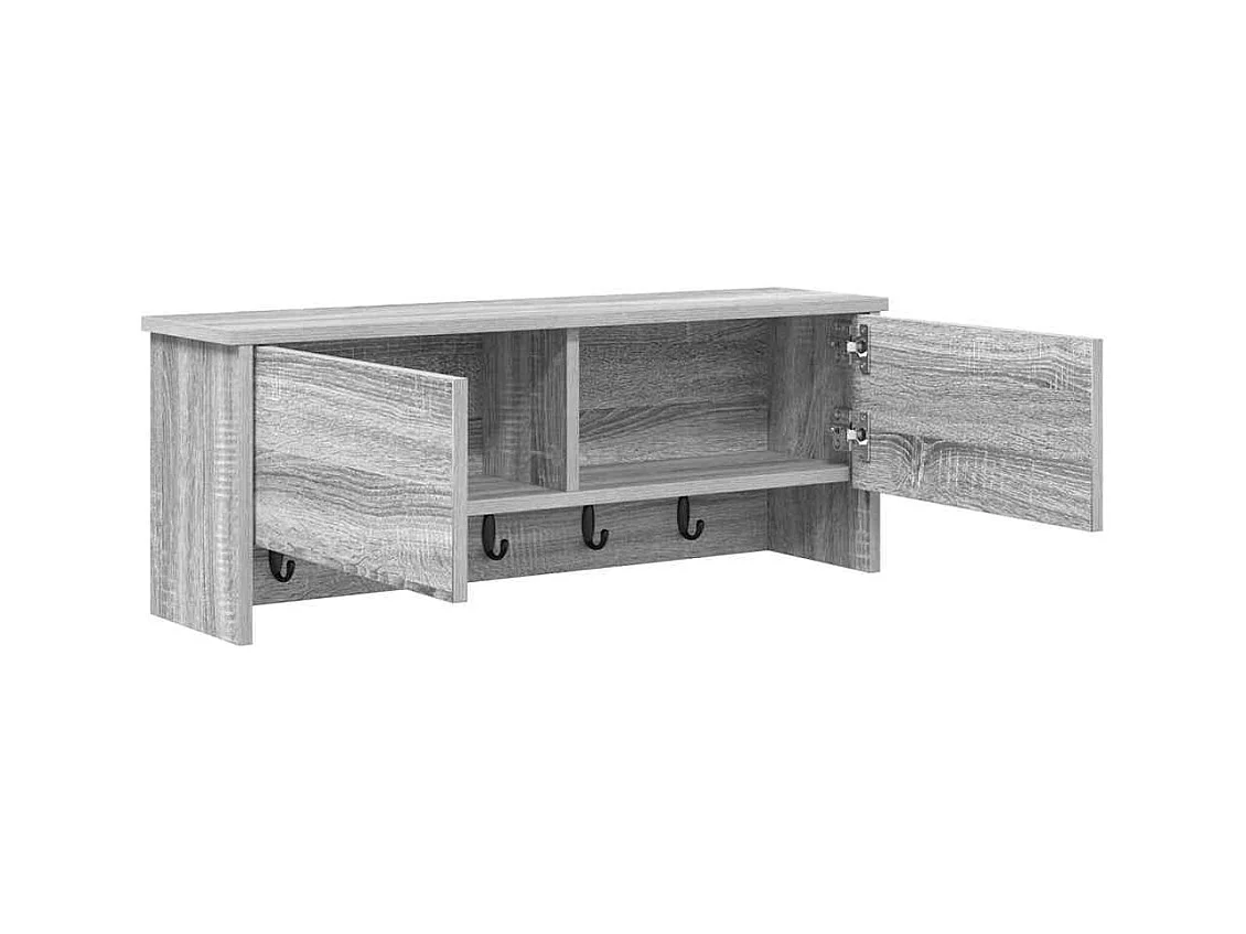 Appendiabiti da parete Sonoma con ripiano, grigio, 80 x 20 x 30 cm