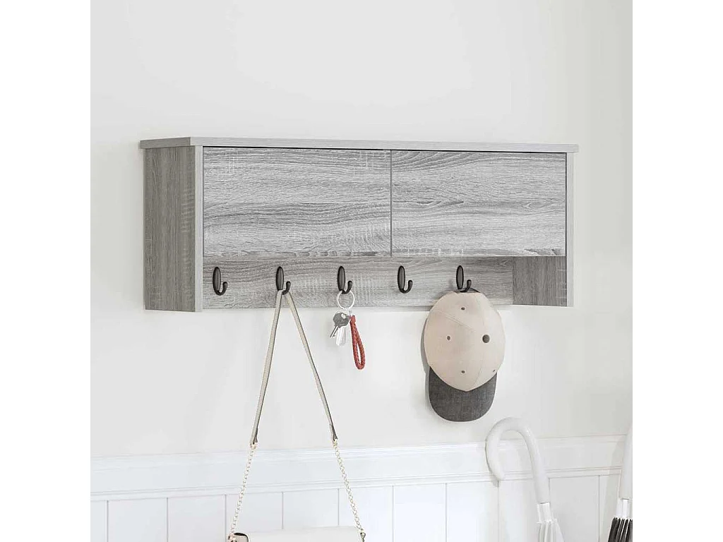 Appendiabiti da parete Sonoma con ripiano, grigio, 80 x 20 x 30 cm