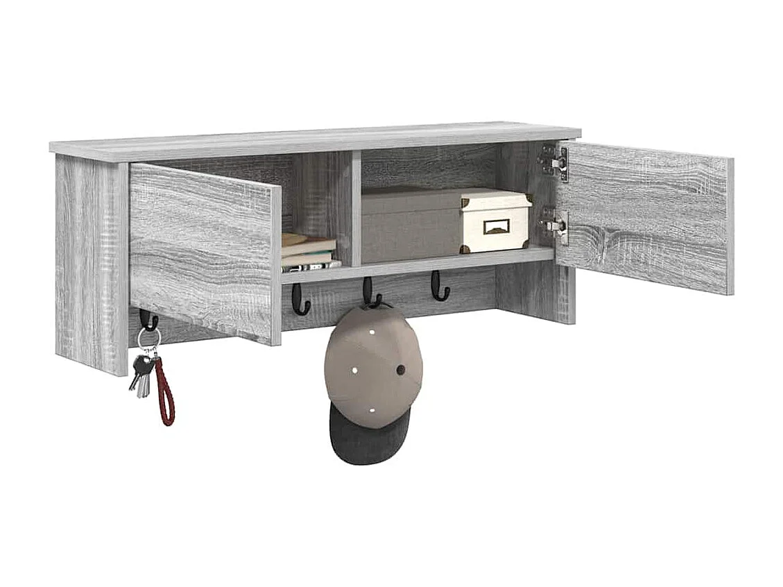 Appendiabiti da parete Sonoma con ripiano, grigio, 80 x 20 x 30 cm