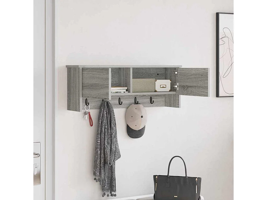 Appendiabiti da parete Sonoma con ripiano, grigio, 80 x 20 x 30 cm