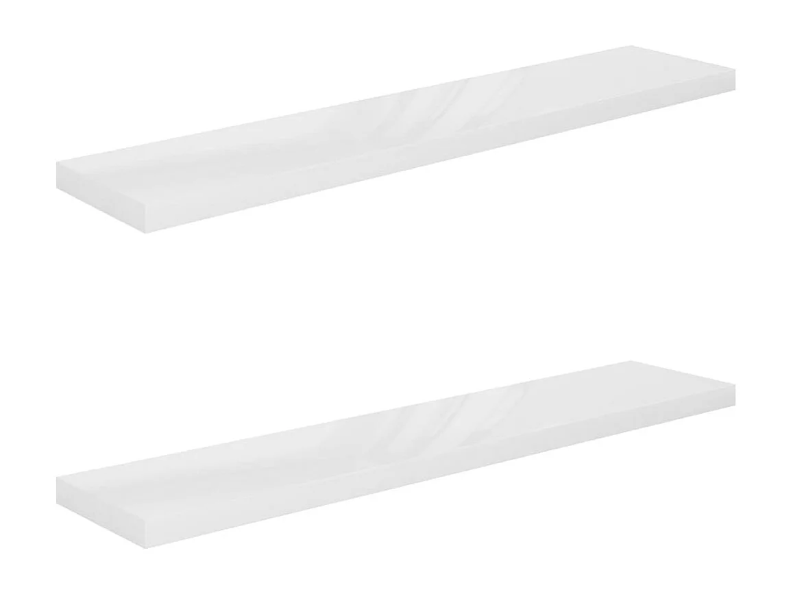 Estante flotante de pared (2 unidades), blanco brillante, 120 x 23,5 x 3,8 cm, MDF