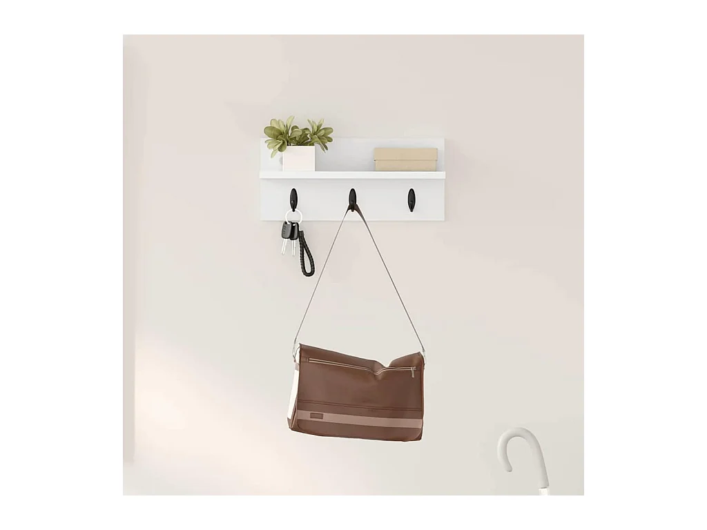 Perchero de pared Blanco 40 x 10,5 x 18 cm Madera de ingeniería