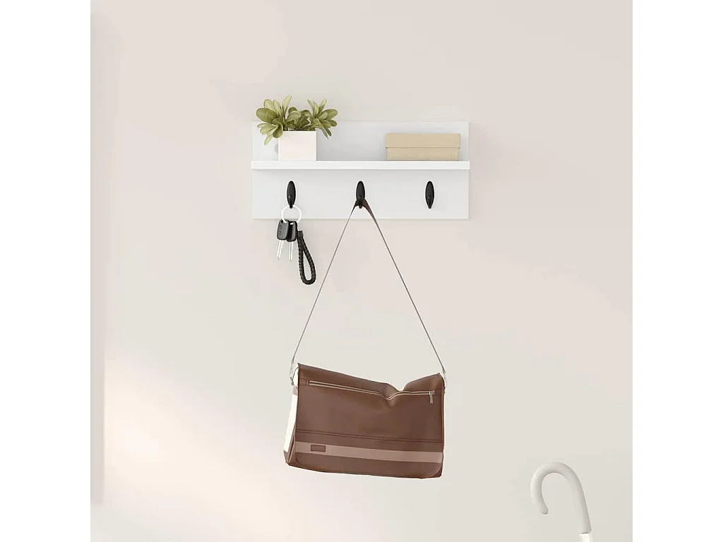 Perchero de pared Blanco 40 x 10,5 x 18 cm Madera de ingeniería