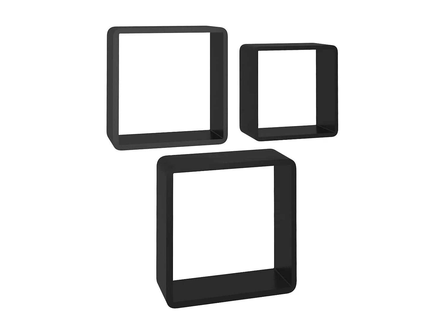 Étagères murales sous forme de cube 3 pcs Noir MDF