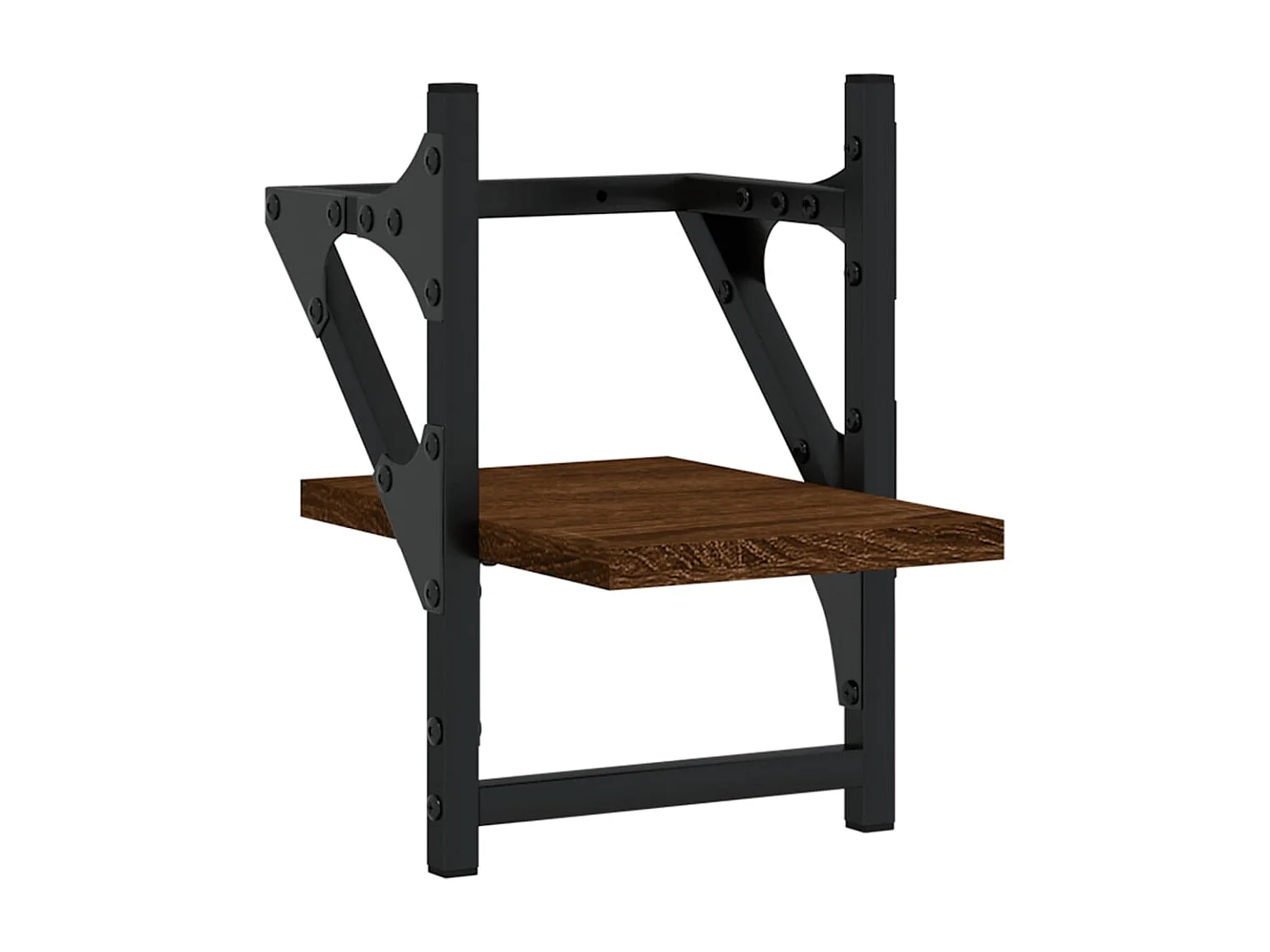 Wandplanken met stangen 2 stuks eikenbruin 20x25x30 cm