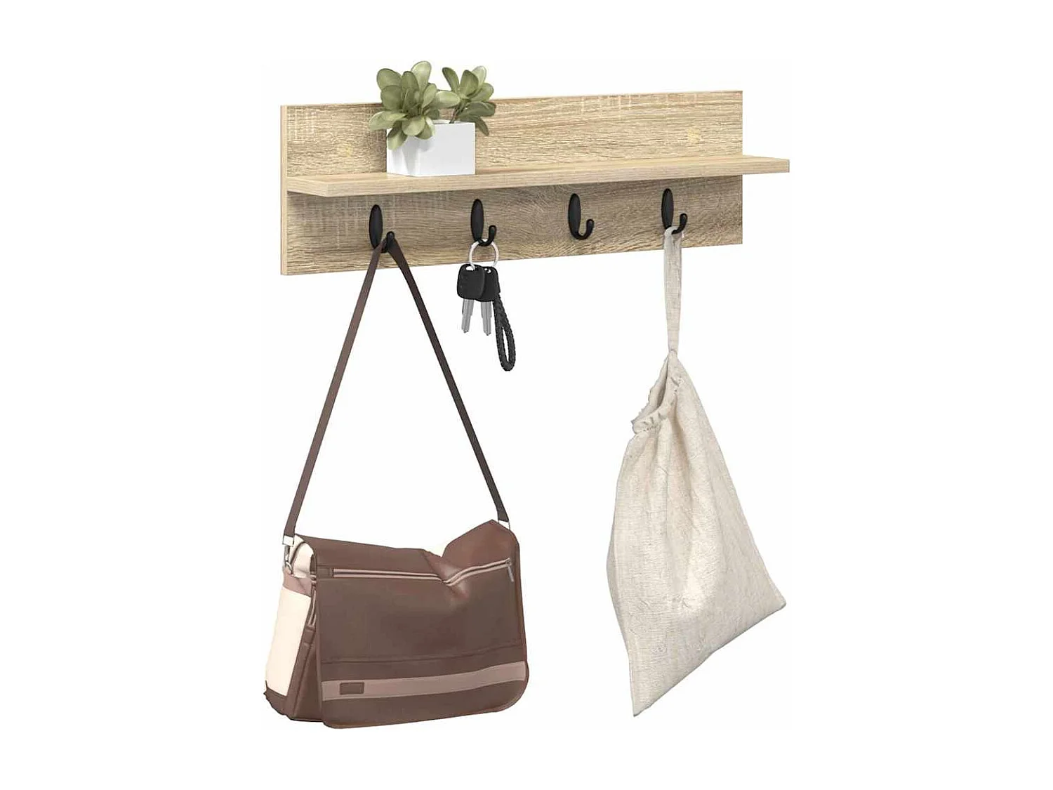 Appendiabiti da parete con ripiano in rovere Sonoma 60 x 10,5 x 18 cm