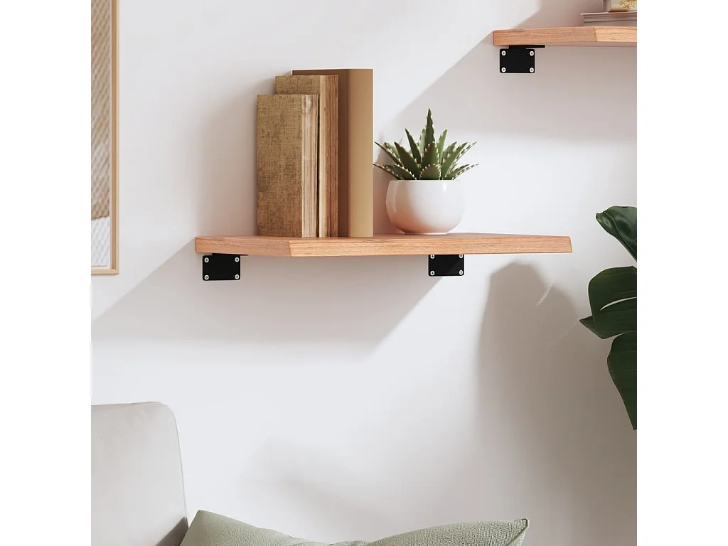 Estante de pared marrón claro 40x20x2 cm madera maciza de roble tratado