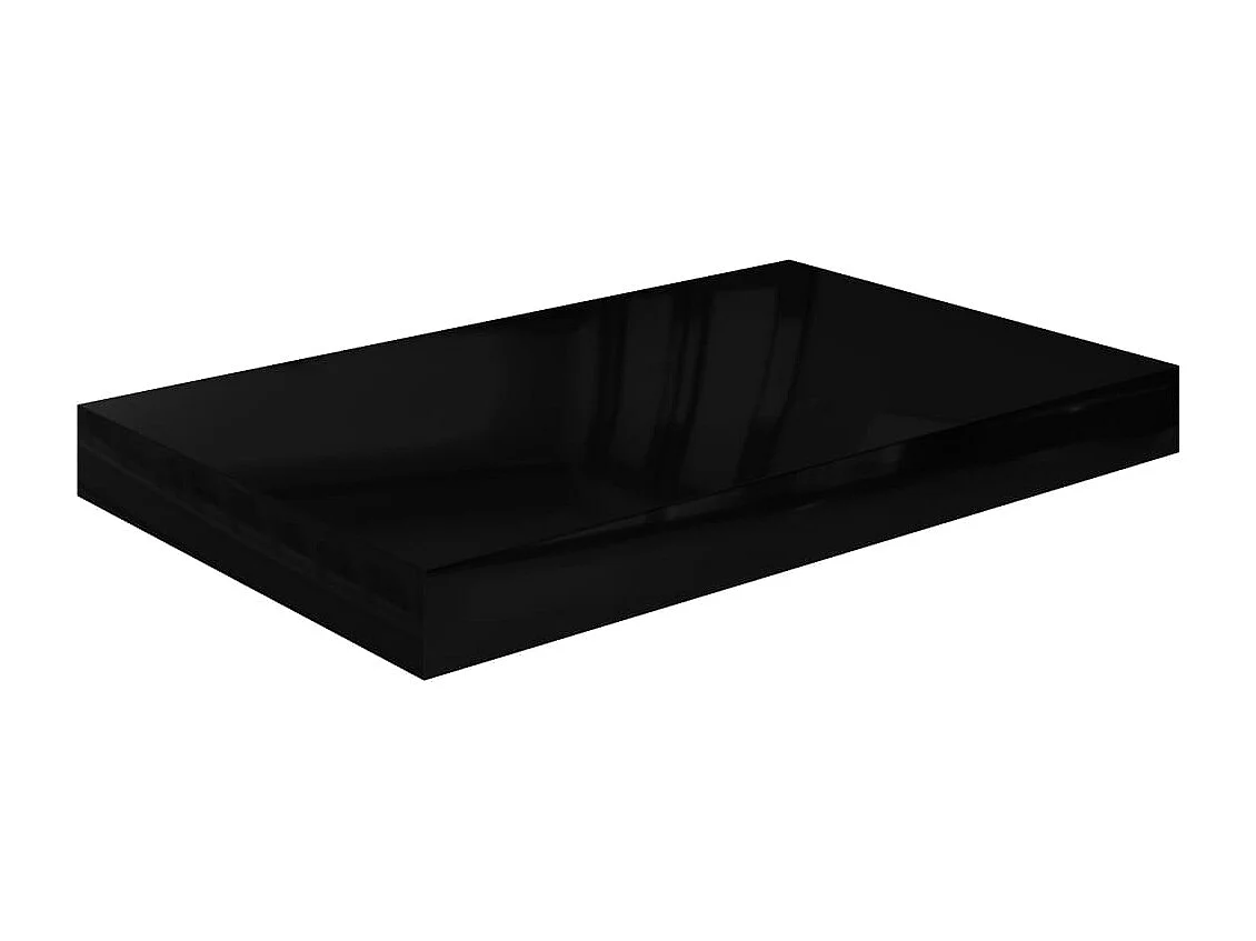 Étagère murale flottante Noir brillant 40x23x3,8 cm MDF
