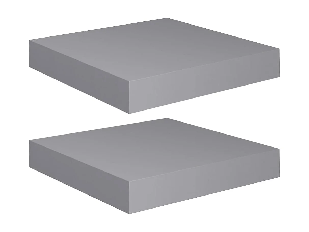 Estantes flotantes de pared 2 piezas gris 23x23,5x3,8 cm MDF