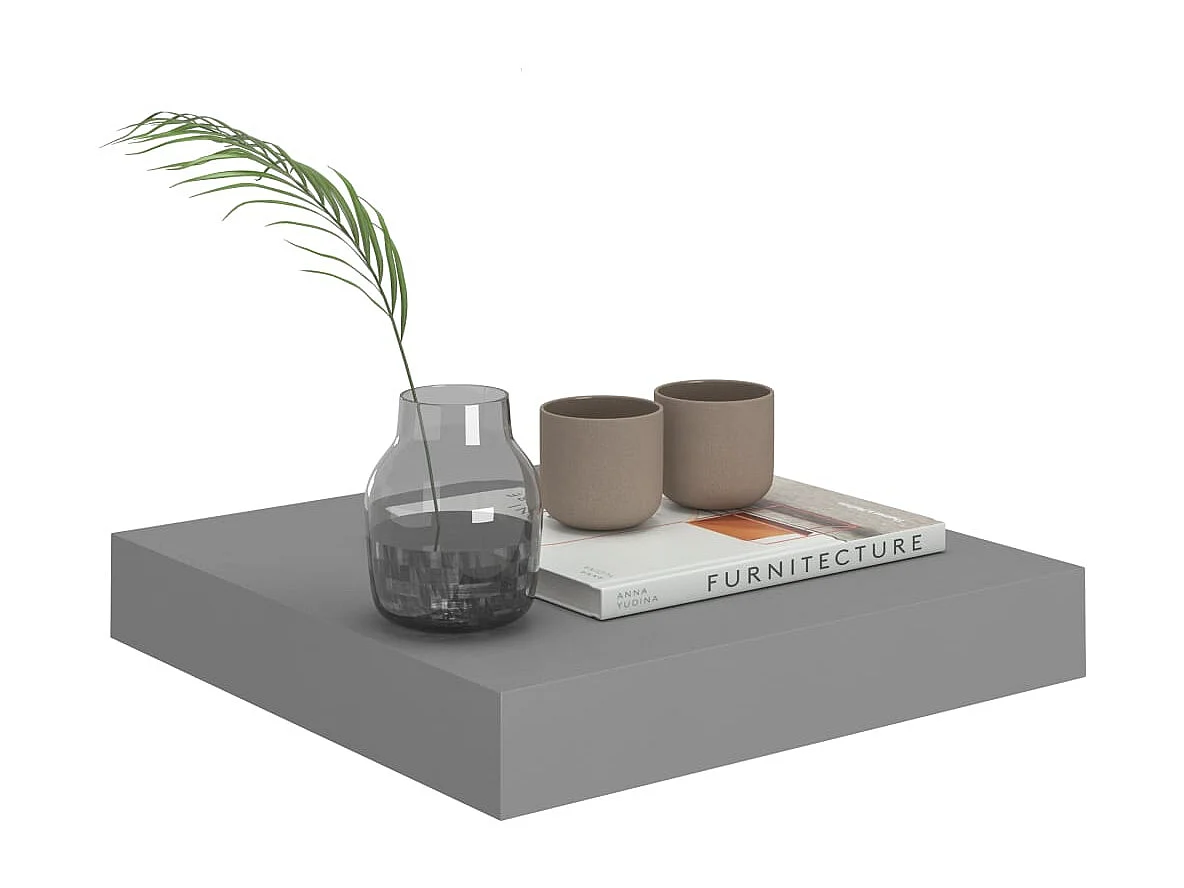 Estantes flotantes de pared 2 piezas gris 23x23,5x3,8 cm MDF