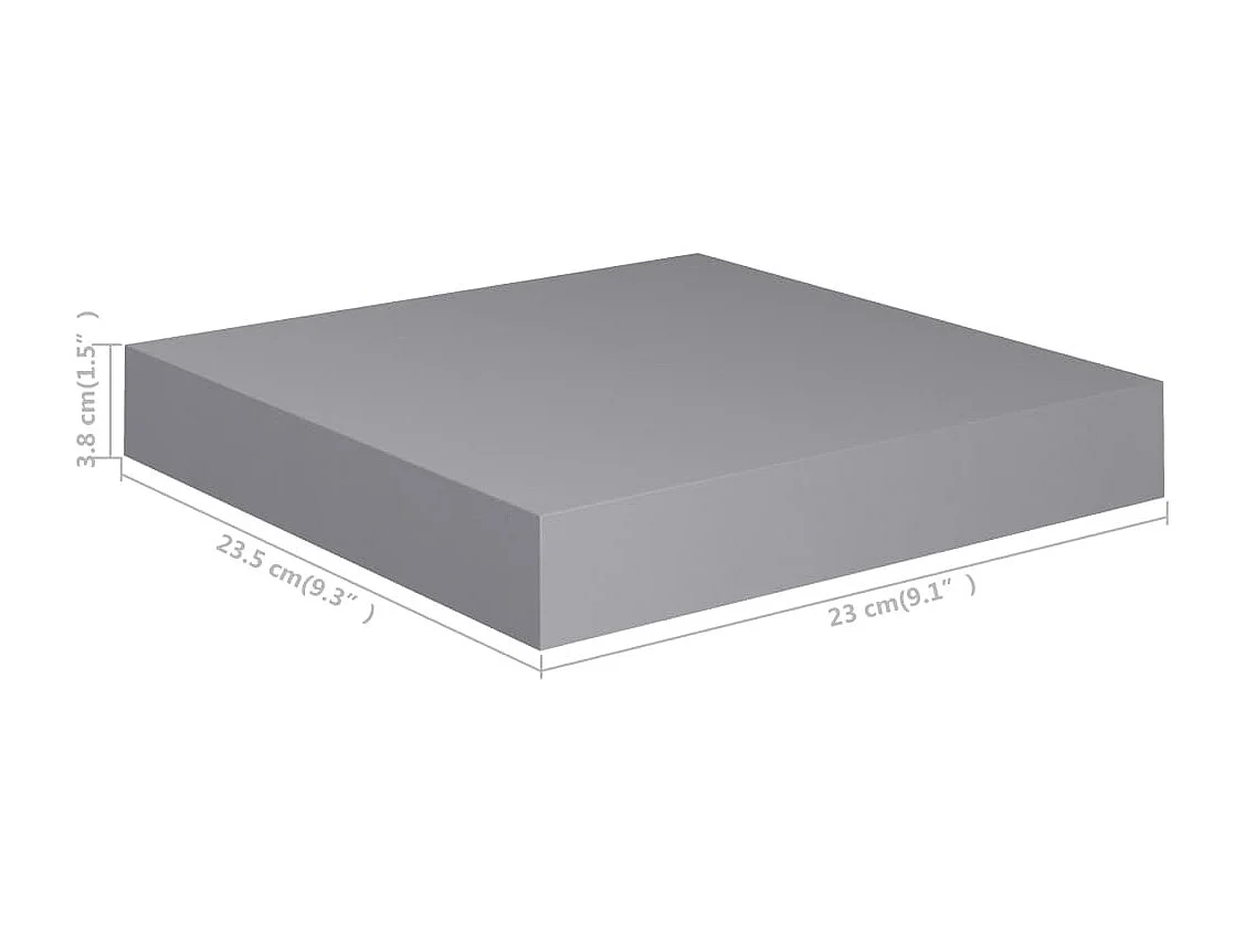 Estantes flotantes de pared 2 piezas gris 23x23,5x3,8 cm MDF