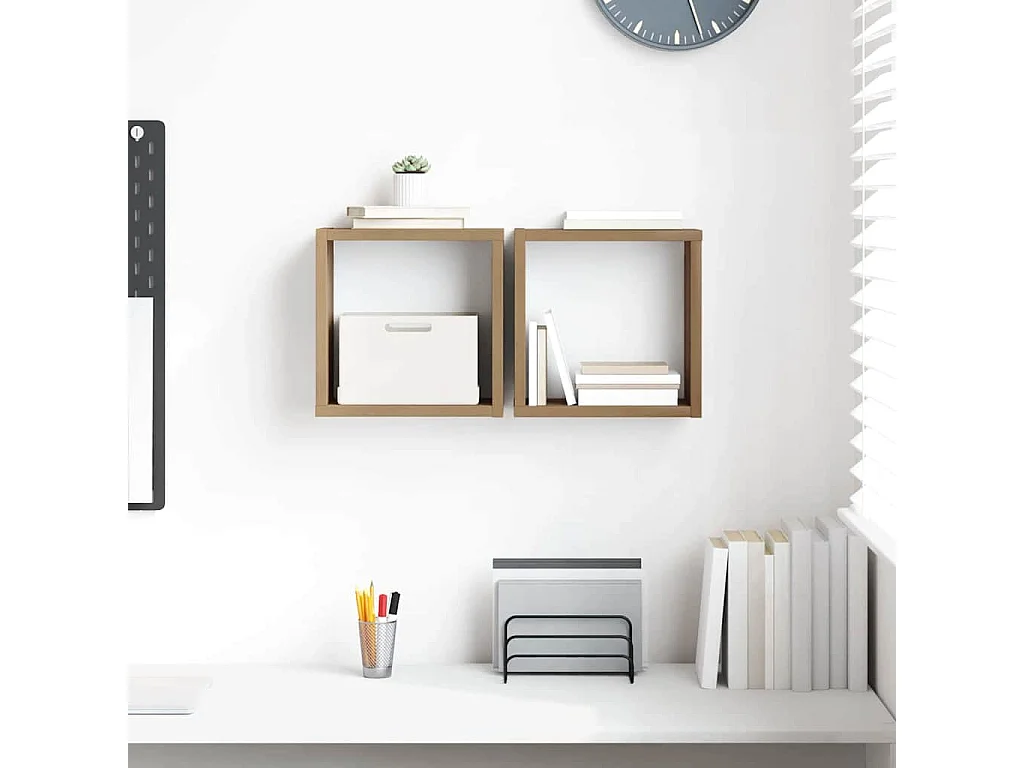 Wandregale 2 Stück handgefertigt Eiche 26 x 15 x 26 cm