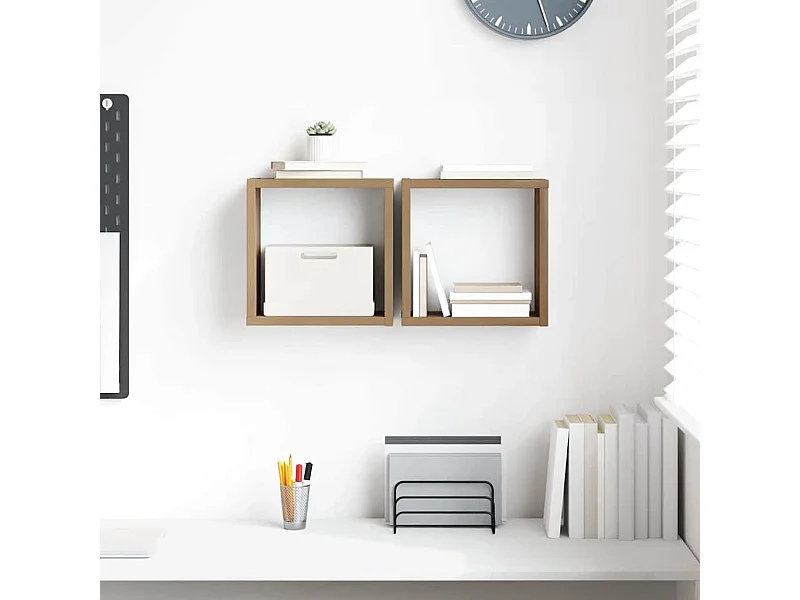 Estantes de pared 2 piezas hechos a mano roble 26 x 15 x 26 cm
