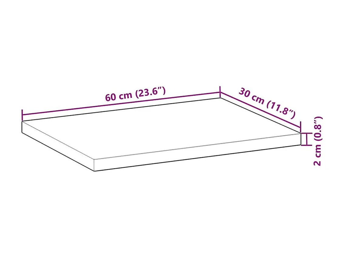 Zwevende plank 60x30x2 cm massief onbehandeld acaciahout