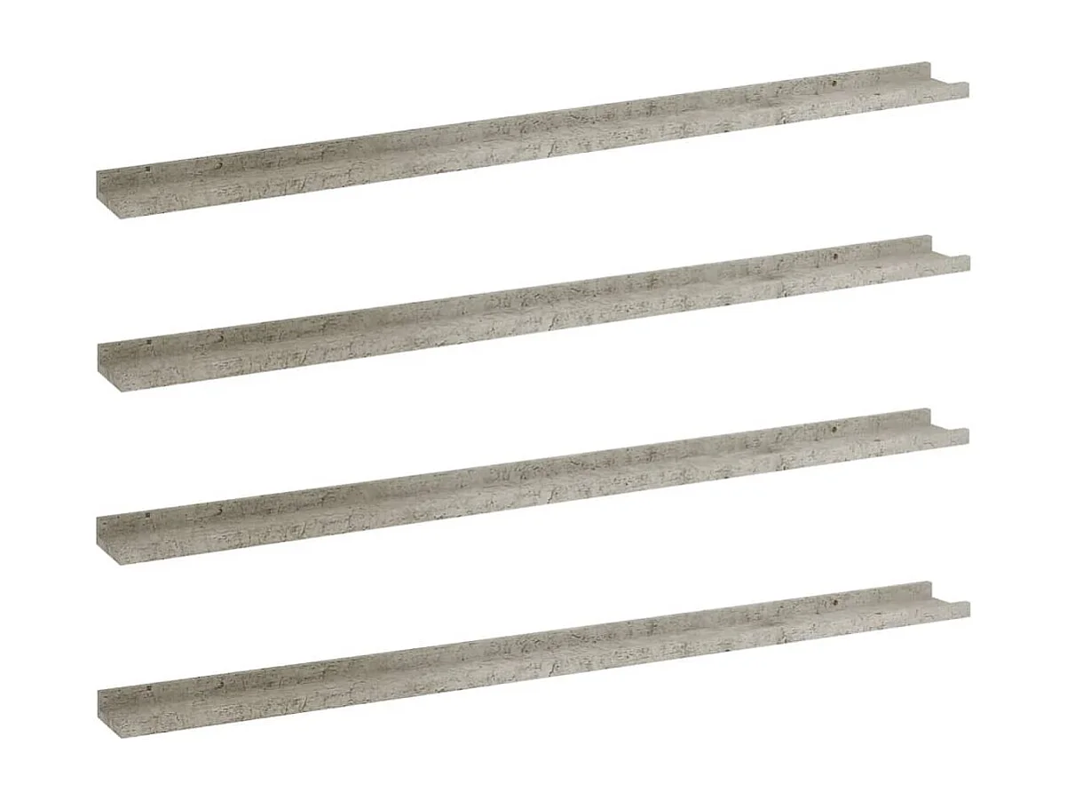 Estantes de pared 4 piezas Gris hormigón 115x9x3 cm