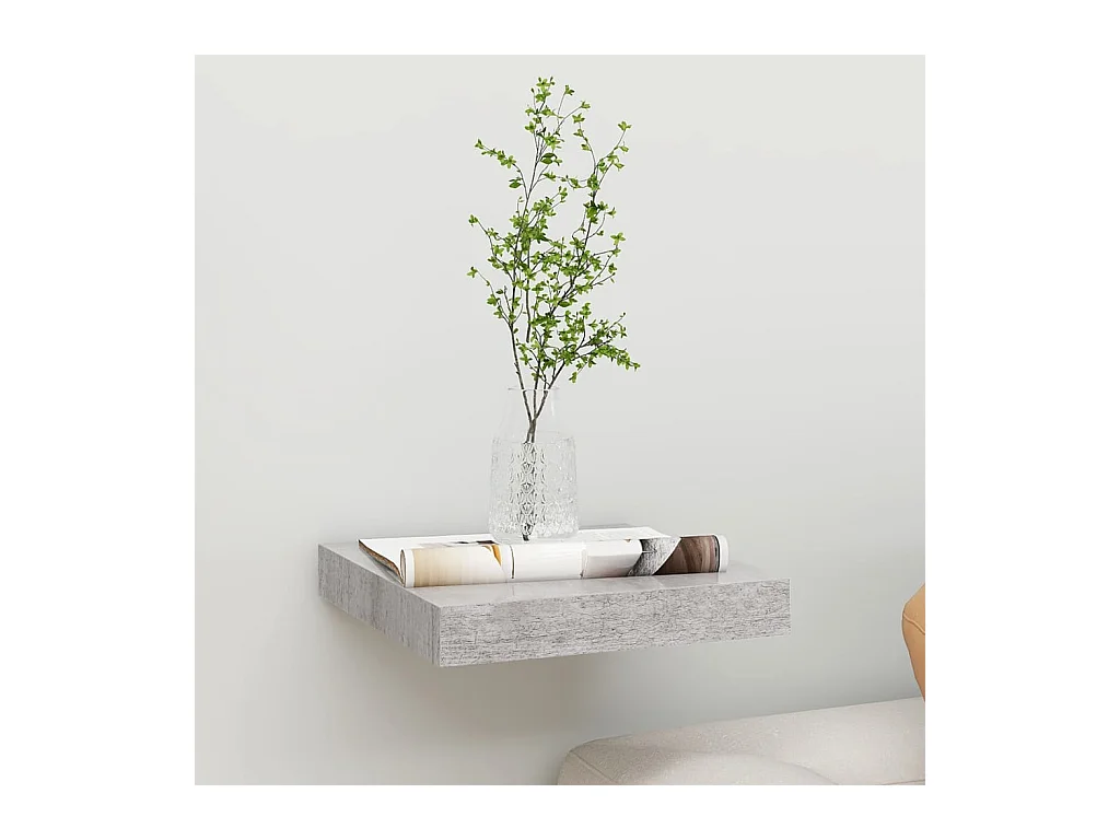 Étagère murale flottante gris béton 23x23,5x3,8 cm MDF