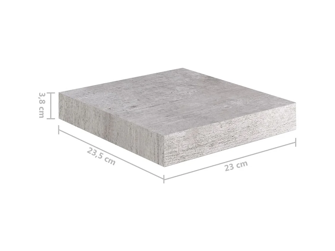 Étagère murale flottante gris béton 23x23,5x3,8 cm MDF