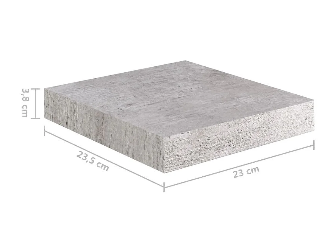 Étagère murale flottante gris béton 23x23,5x3,8 cm MDF