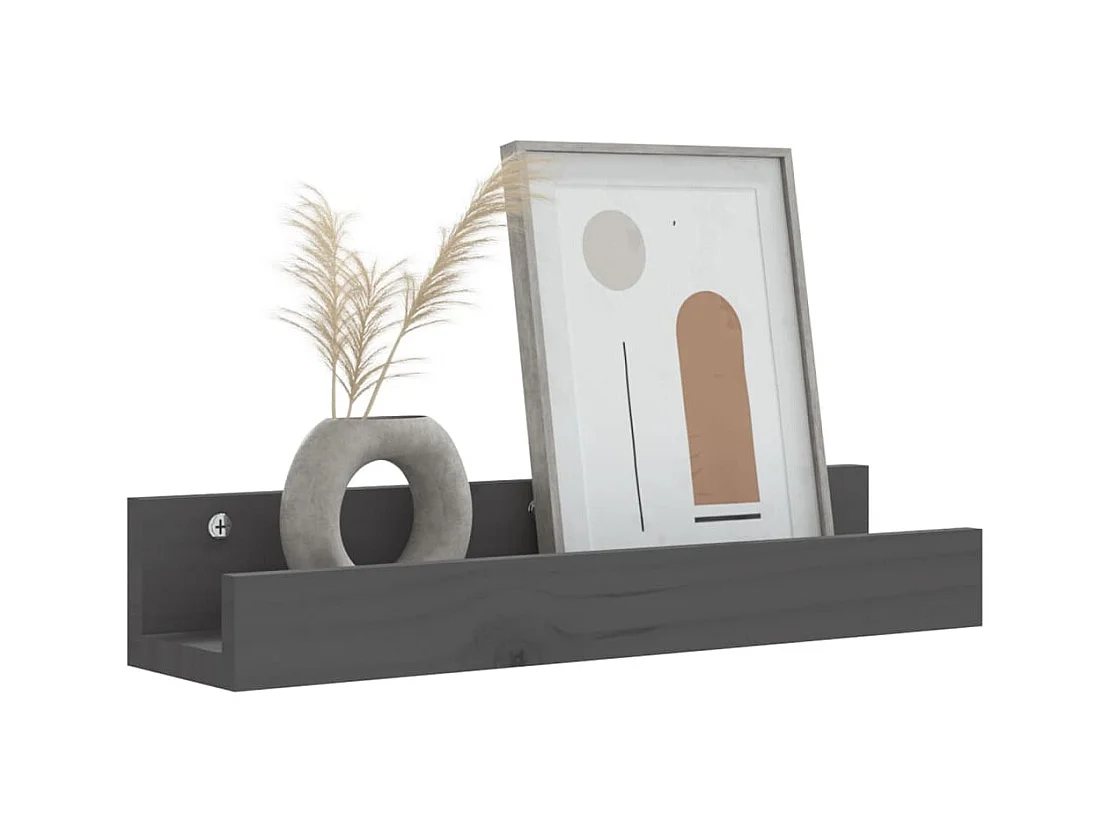 Estantes de pared 2 uds Gris 50x12x9 cm Madera maciza de pino