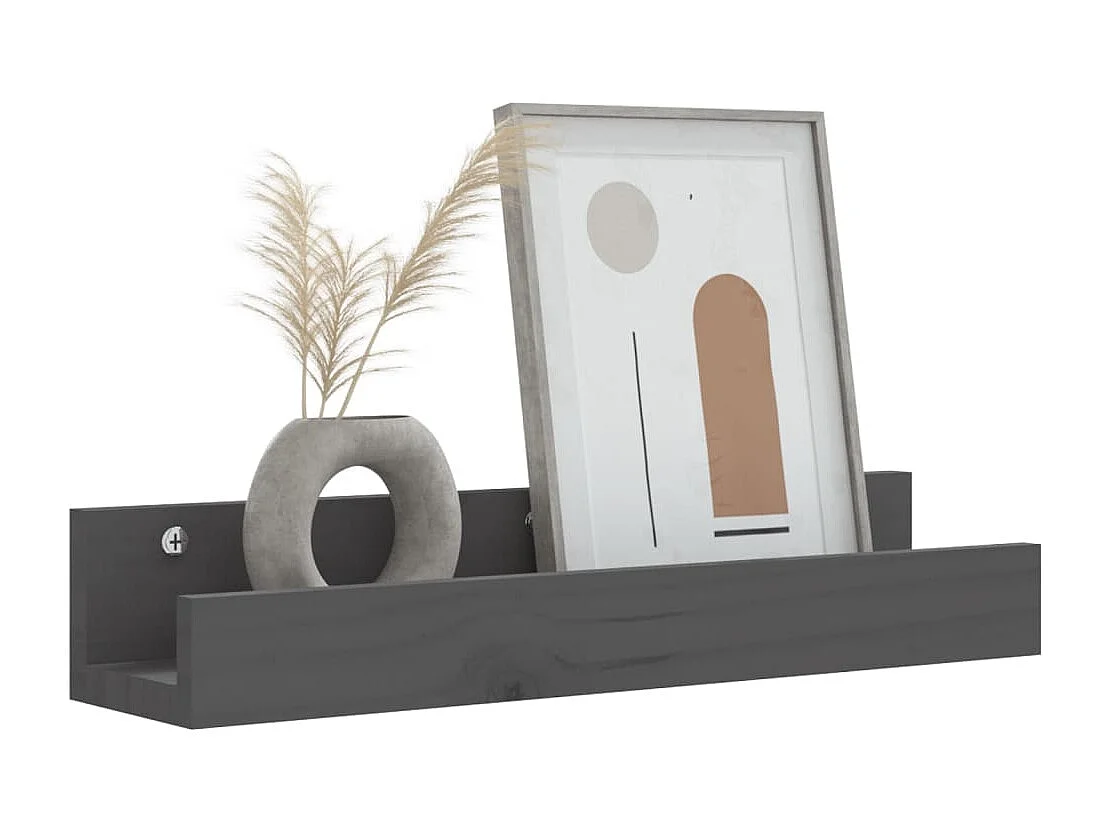 Estantes de pared 2 uds Gris 50x12x9 cm Madera maciza de pino