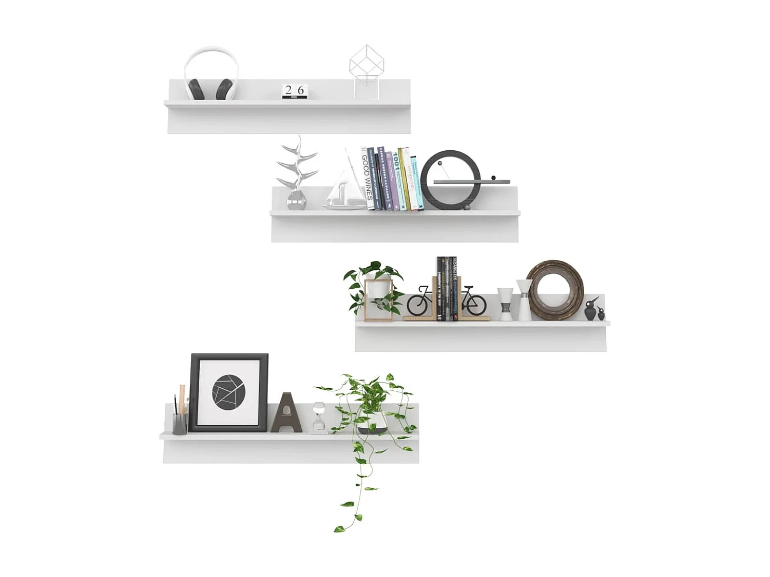 Estantes de pared 4 uds Blanco 80x11,5x18 cm madera de ingeniería