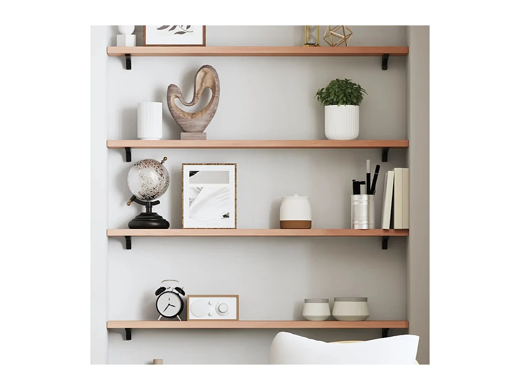 Estante de pared marrón claro 80x10x2 cm madera maciza de roble tratado