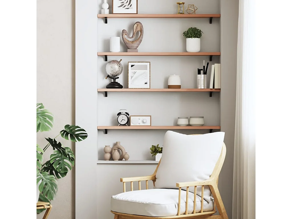Estante de pared marrón claro 80x10x2 cm madera maciza de roble tratado