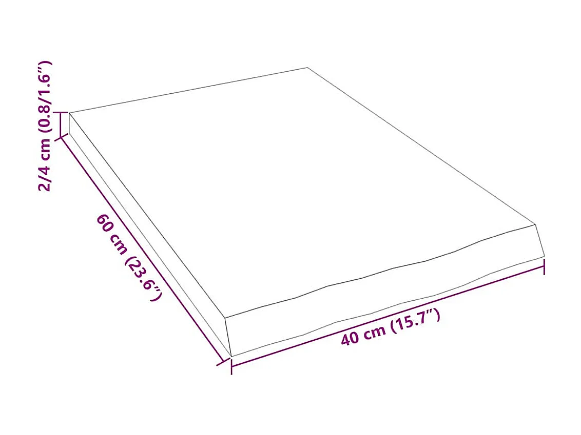 Estante de pared 40x60x(2-4) cm madera maciza de roble sin tratar