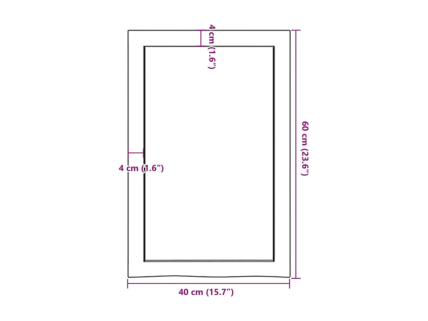 Estante de pared 40x60x(2-4) cm madera maciza de roble sin tratar