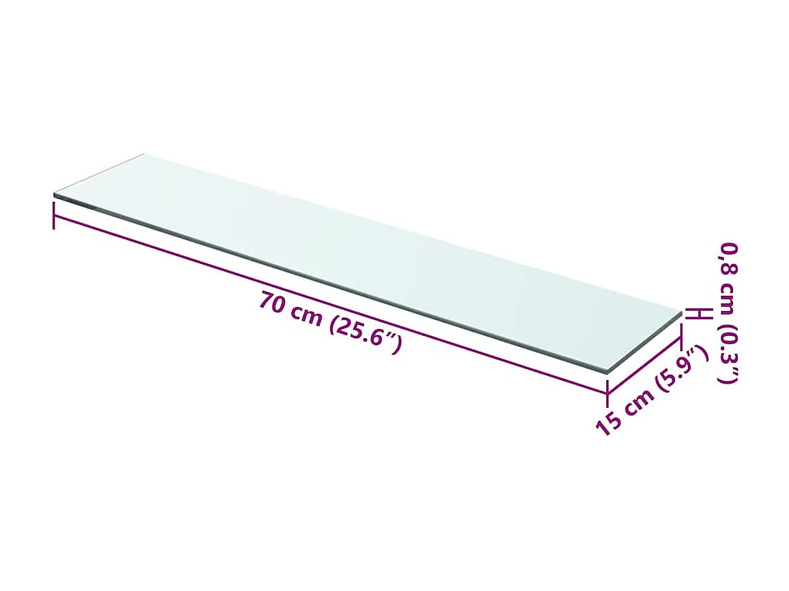 Panneaux d'étagère 2 pcs Verre Transparent 70x15 cm