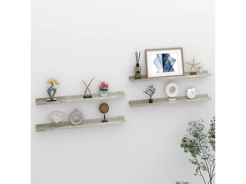 Étagères murales 4 pcs Gris béton 80x9x3 cm