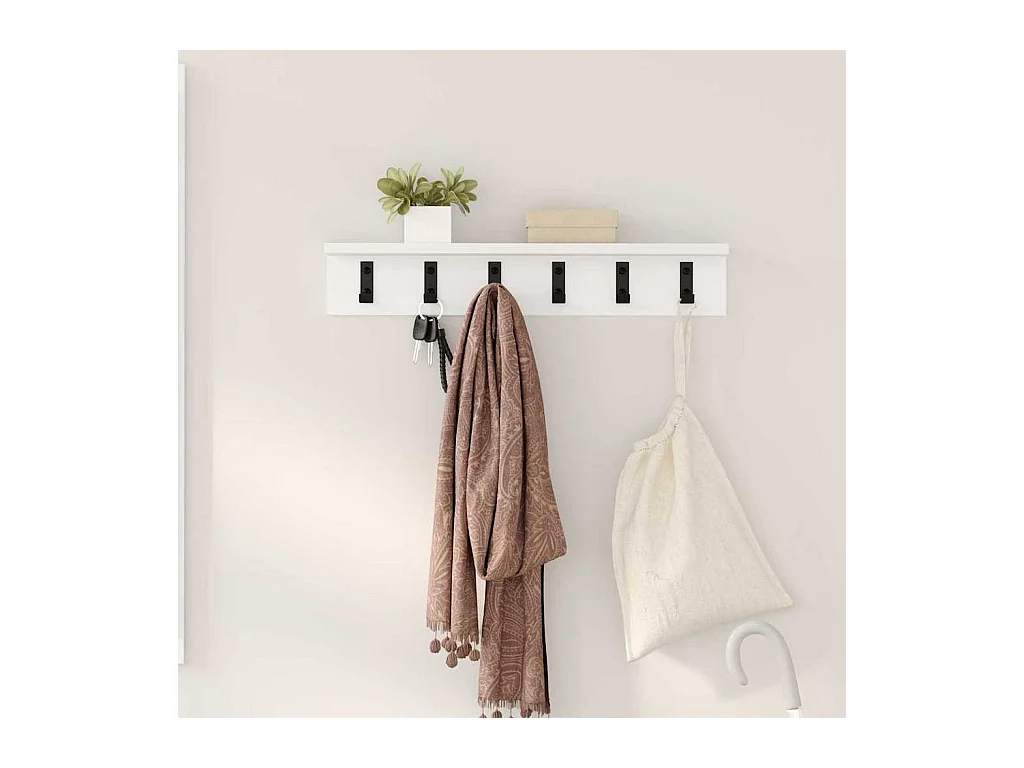 Perchero de pared Blanco 60 x 10,5 x 10,5 cm Madera de ingeniería